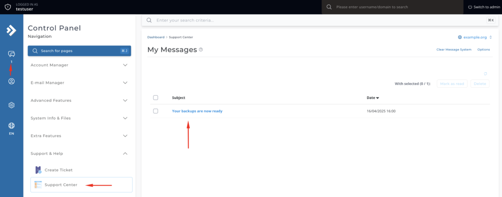 backup ready message