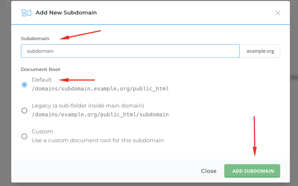 create subdomain image