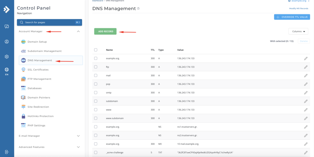 directadmin dns management image