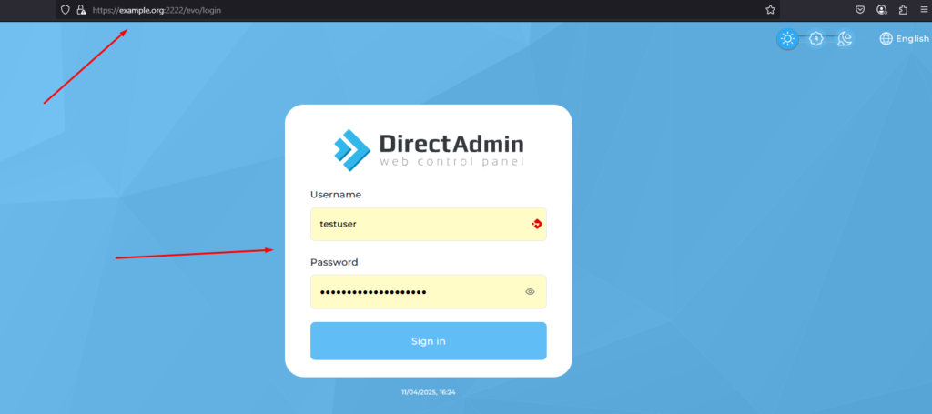 directadmin login image