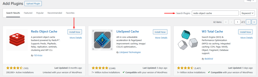 add redis plugin in wordpress