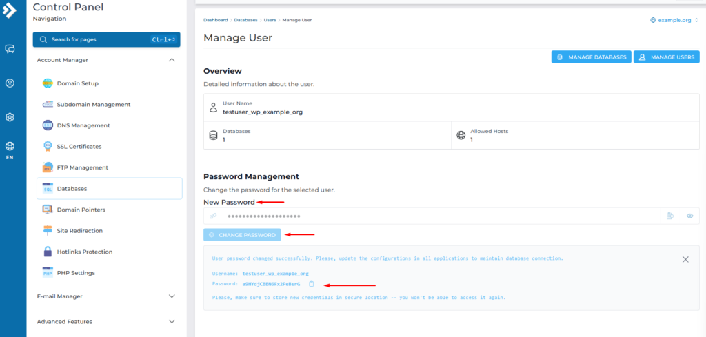 change database user password
