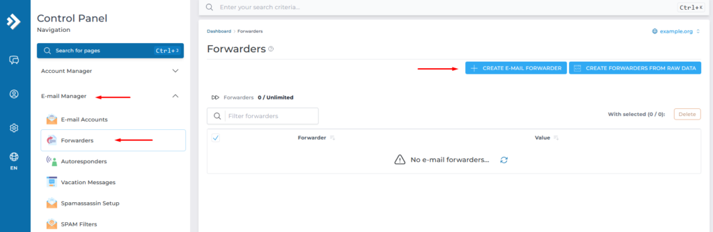 create email forwarder