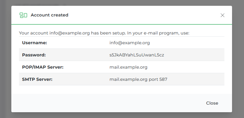 email account created