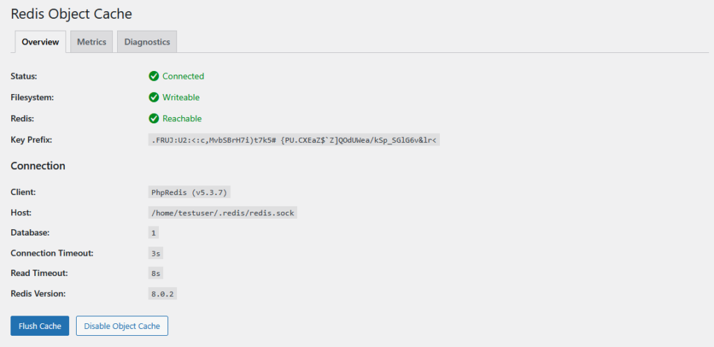 enable redis object cache