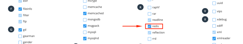 enable redis php extension