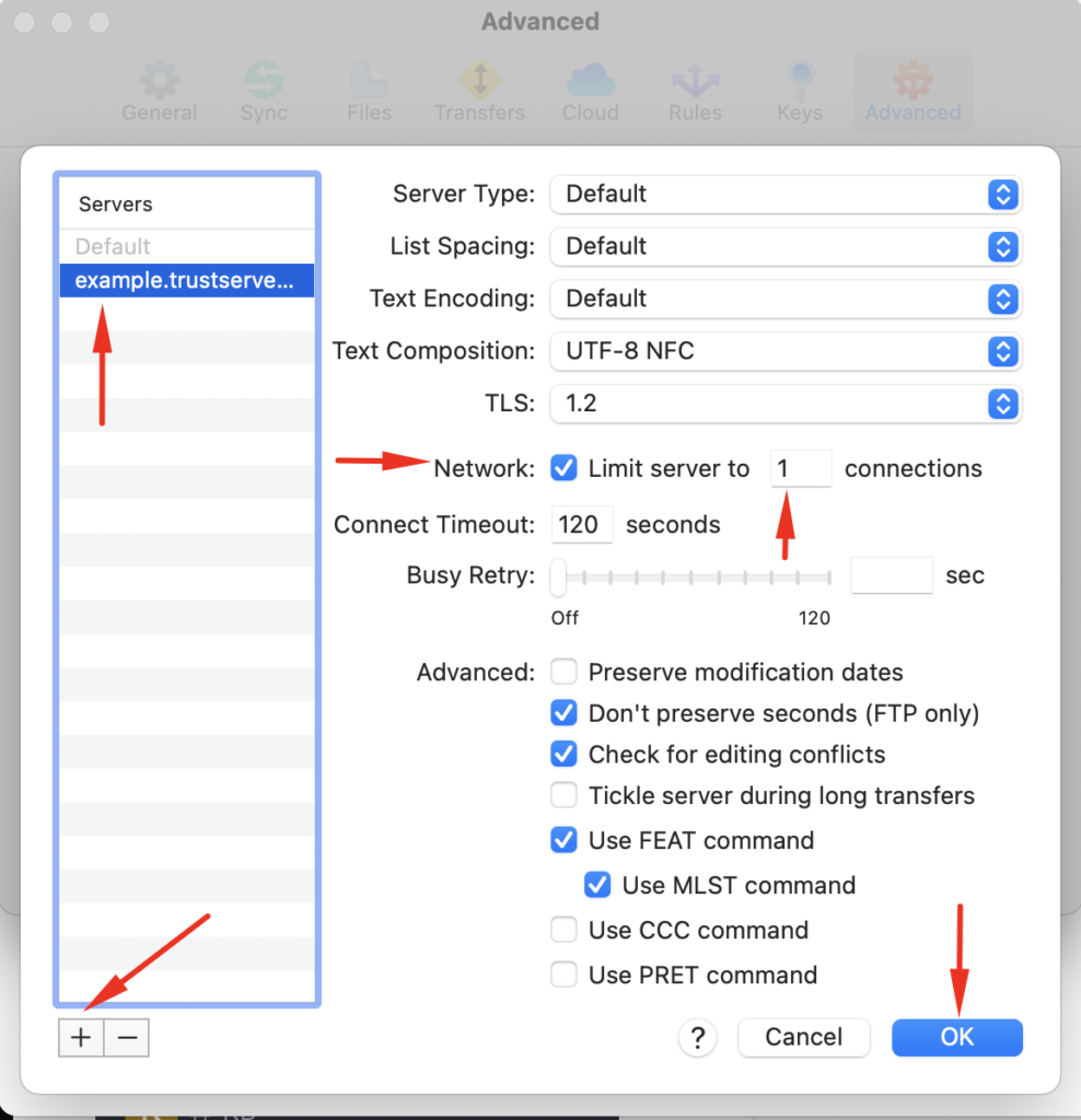 transmit custom server connections