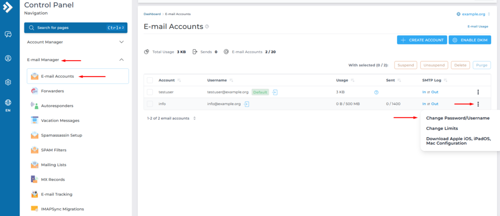 select email account