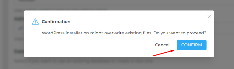 confirm wordpress installation