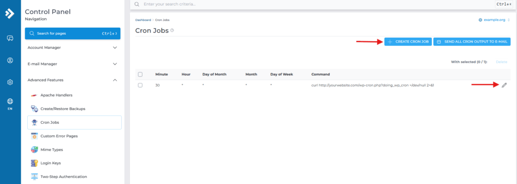 see, edit, create cron jobs