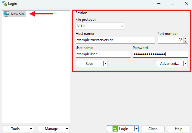 winscp login