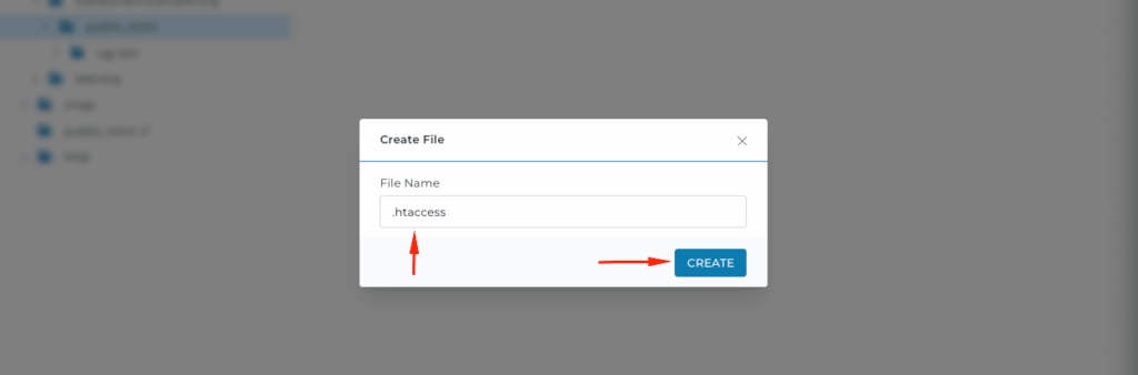 create htaccess file