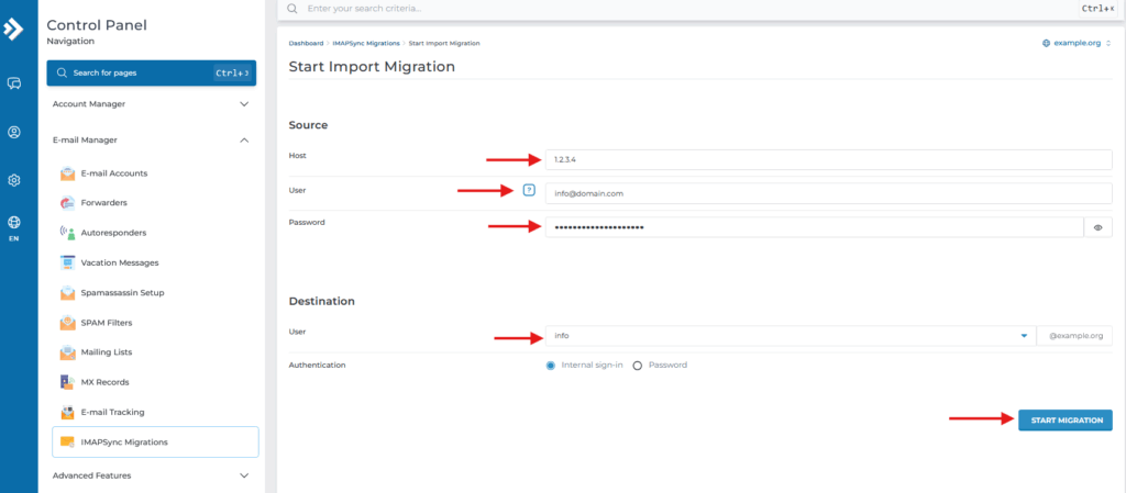 imapsync configuration