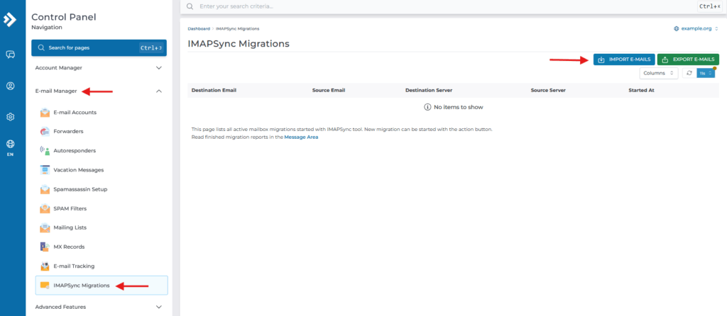 select imapsync migrations